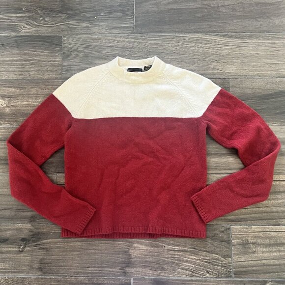 oxford fulham Red White Lambswool Sweater Size Medium - Picture 1 of 6